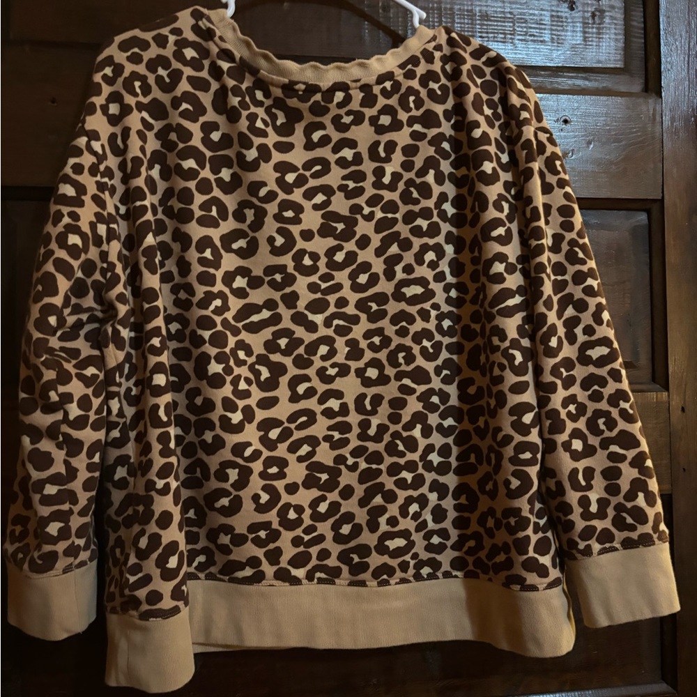 Talbots Leopard Print Crew Neck Sweater - Brown and Tan - Picture 3 of 3